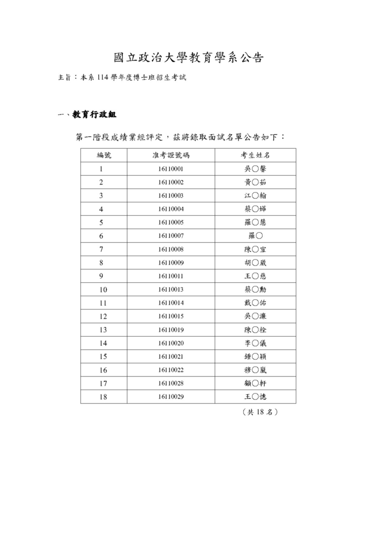 114學年度博士班招生【面試名單】及【注意事項】